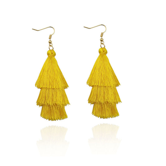 Cotton rope Tassel Women's Drop Earrings