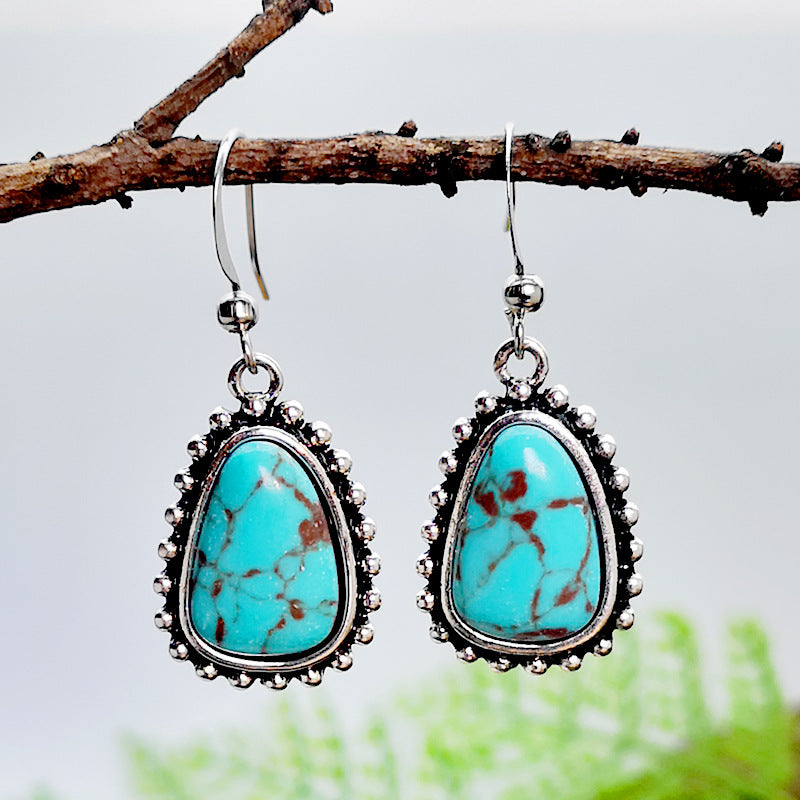 Ethnic Style Turquoise Women's Drop Earrings