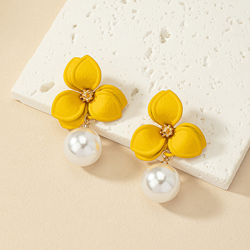 Kanikonna Flower Pearl Drop Earrings