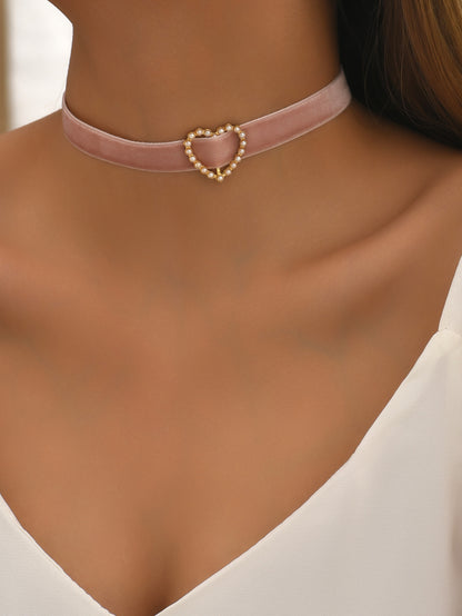 Heart Shape Cloth Women'S Choker