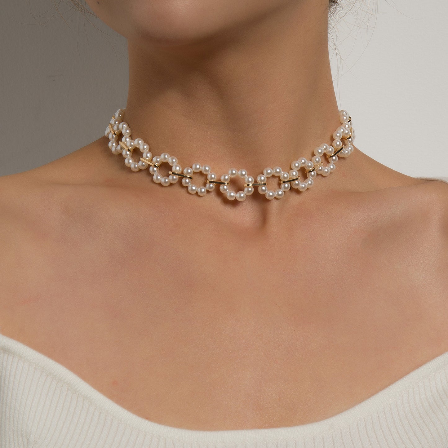 Copper Plating Alloy Pearl Choker