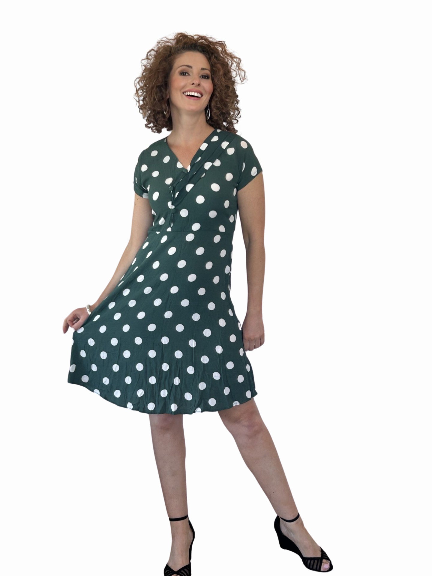 Green Mini Polka Dot Dress