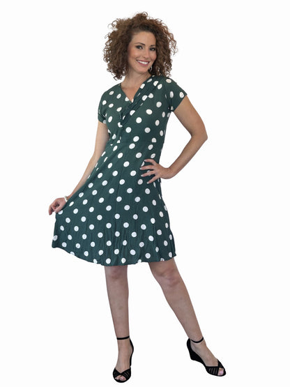 Green Mini Polka Dot Dress