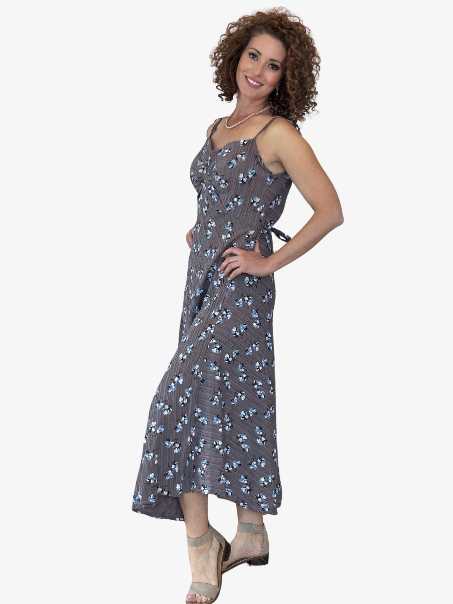 Midi floral Grey dress