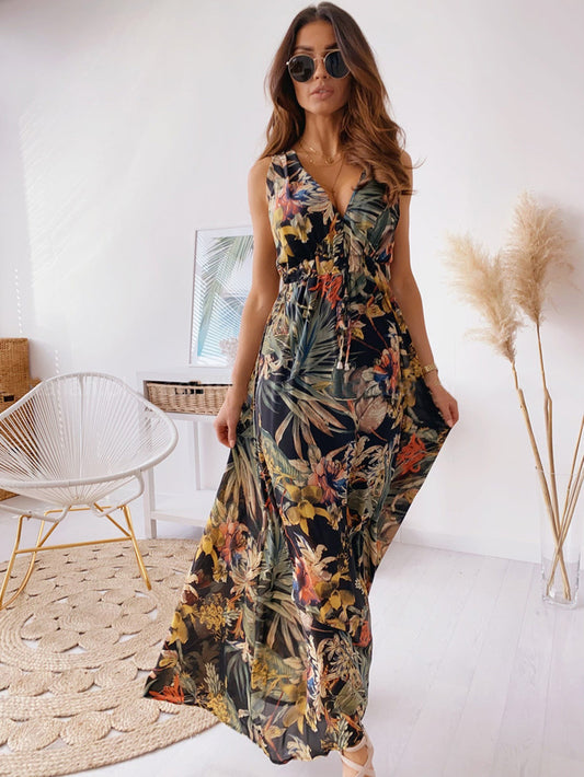 Swing Backless Ditsy Floral Maxi Long Dress