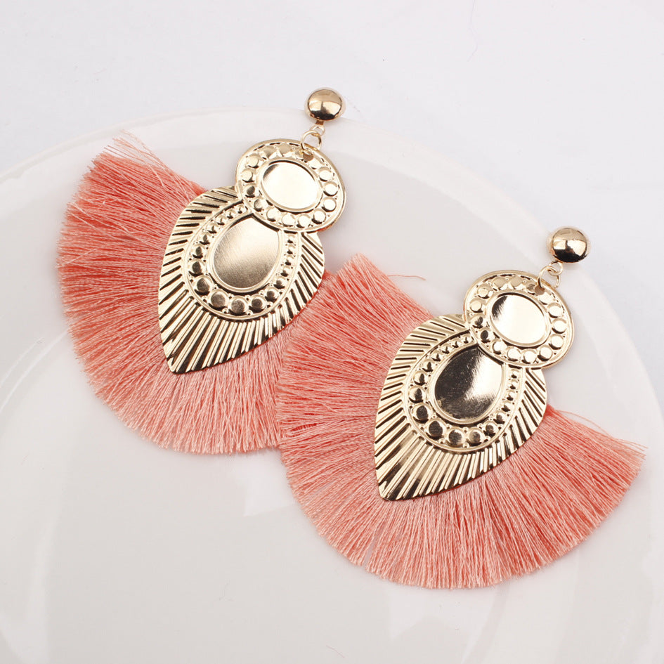 Tassel Fan shape Women's Drop Earrings.