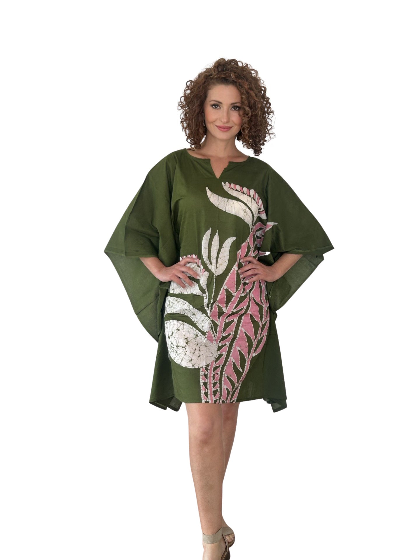 Green Batik Dress Full front