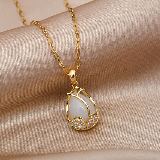 Golden Tulip Pendant with chain