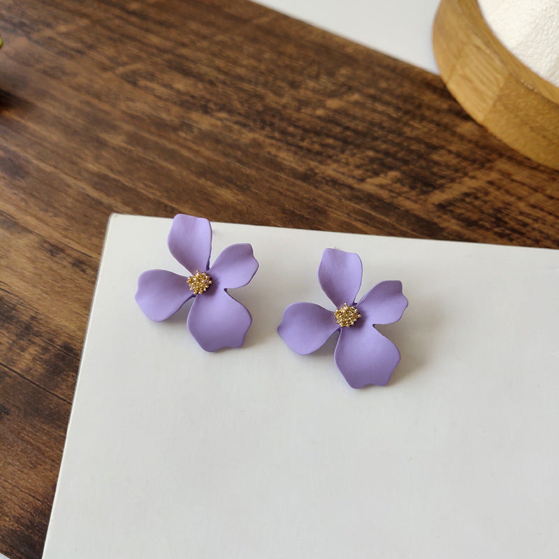 Sweet Flower Alloy Plating Ear Studs