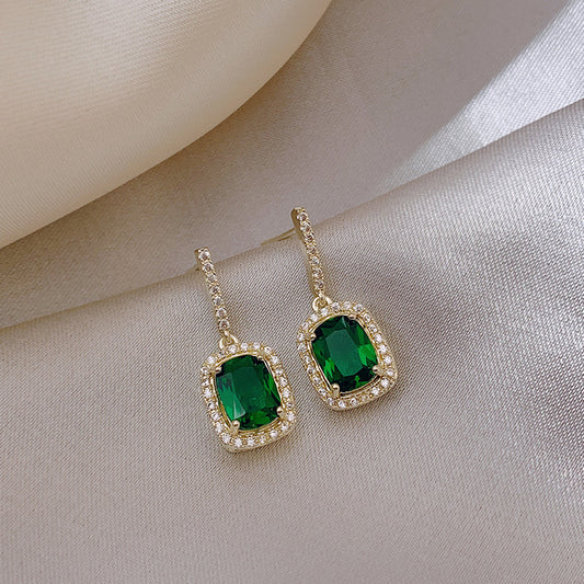 Imitation emerald hypoallergenic earrings