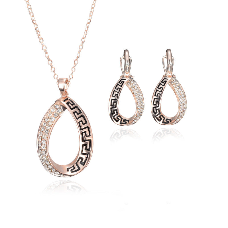 Rose Gold Plated Necklace Earring Set