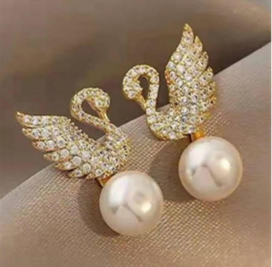 Swan with stones Earring