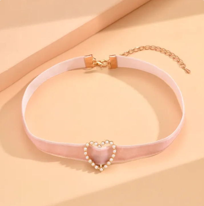 Heart Shape Cloth Women'S Choker