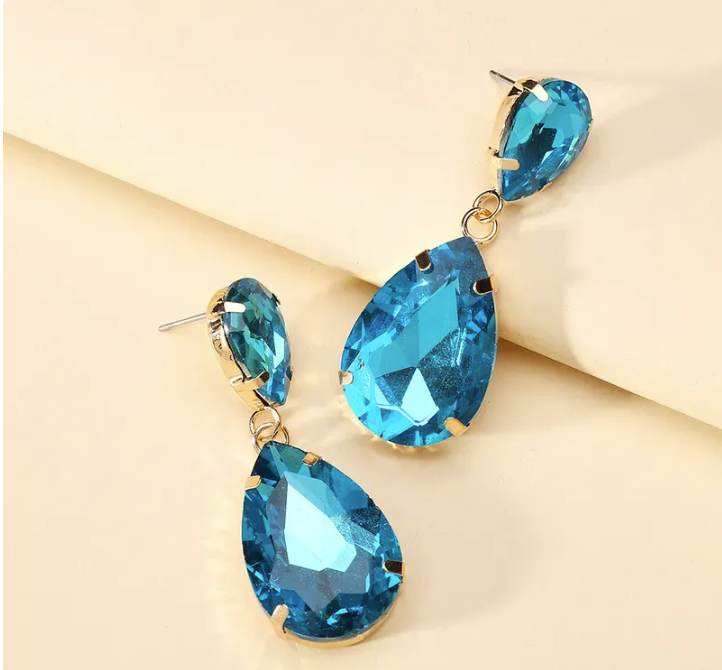 Water Droplets Glass Plating Women's Drop Earrings