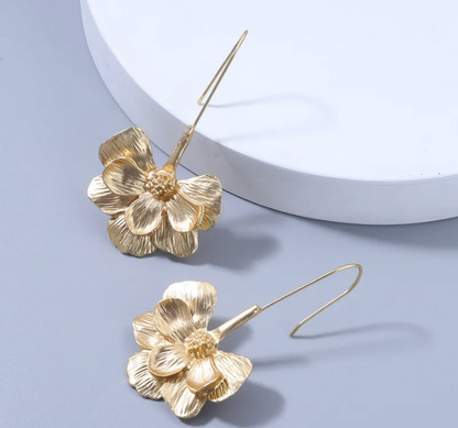 Half-flower long earrings