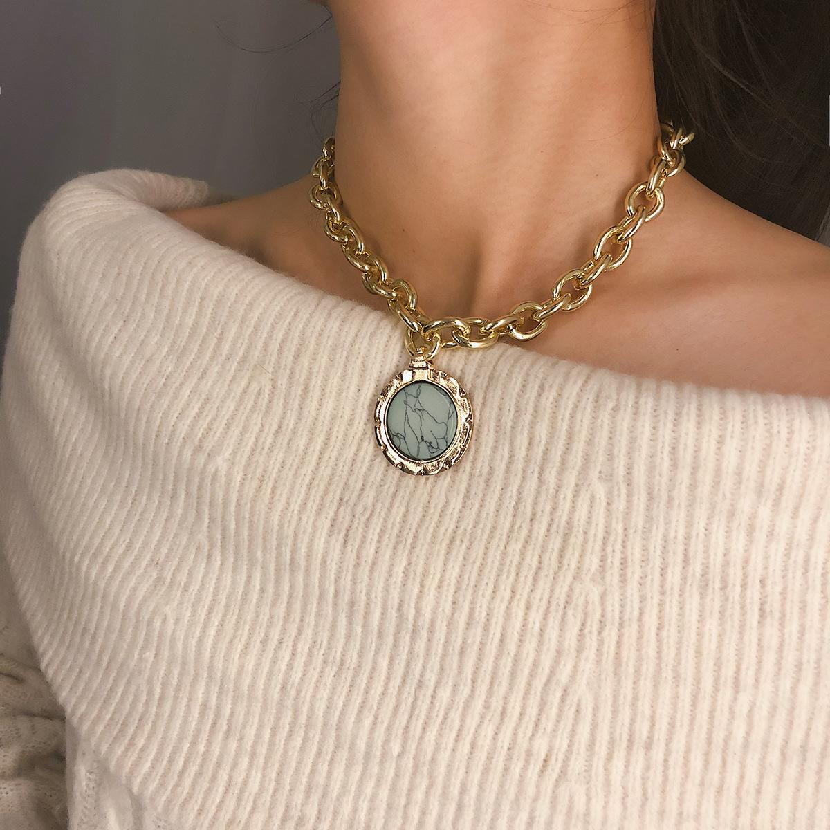 Vintage style rough stone necklace