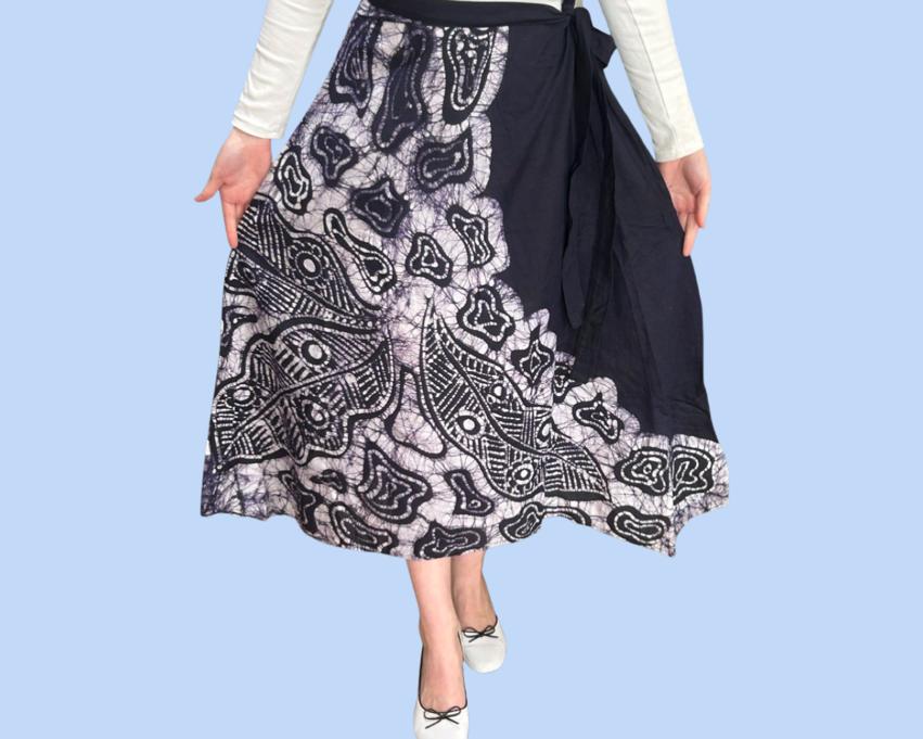 Navy Blue & White Batik Skirt