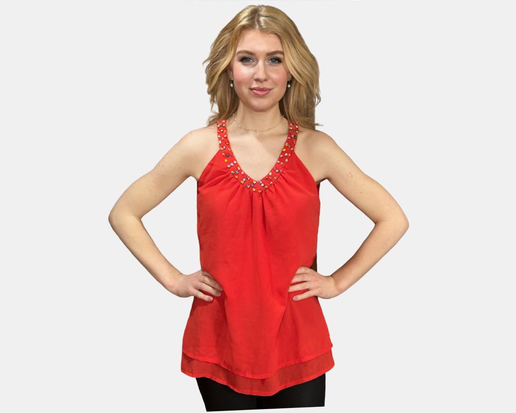 Sleeveless Red Top