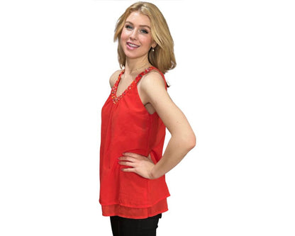 Sleeveless Red Top