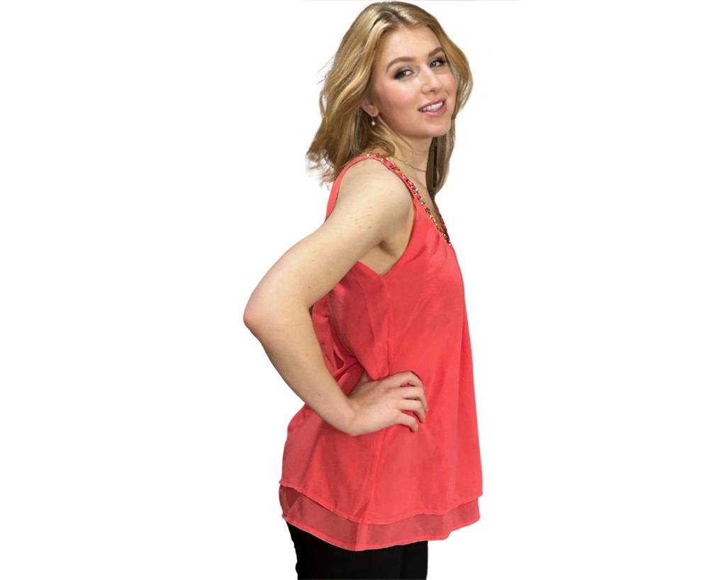 Sleeveless Top Salmon Pink