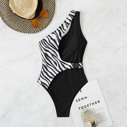 Zebra Polyester One Piece Swim suit