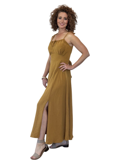 Womens mustard dress with split